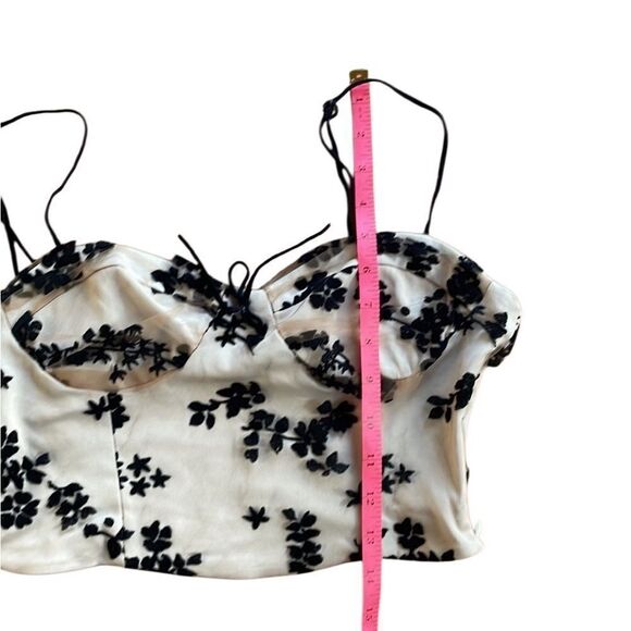 Zara Velvet Floral corset crop bustier corset style top medium tan and black - Picture 6 of 7
